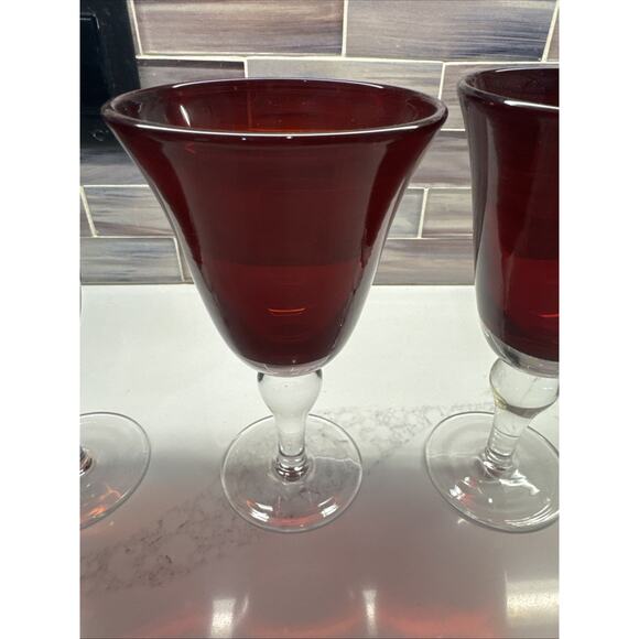 Red Casual Setting Water Glasses Durand Ruby Red Glassware 3 - Picture 3 of 14
